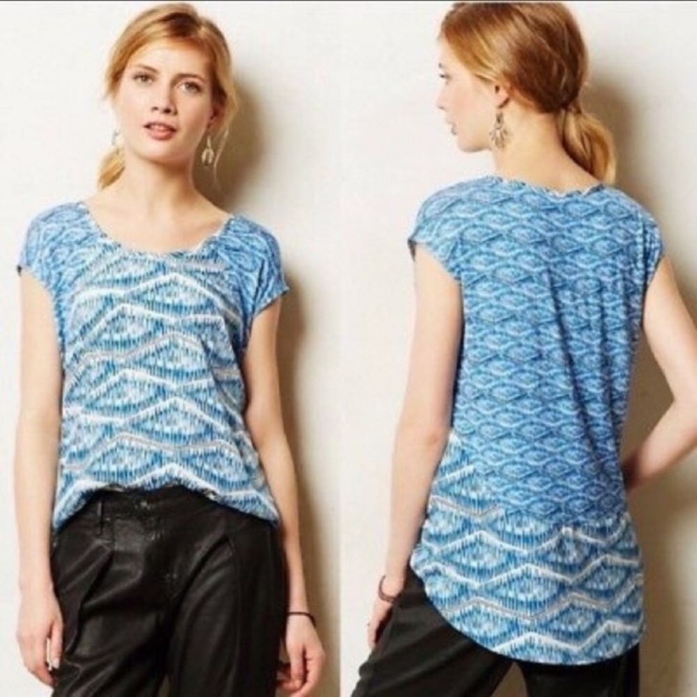Anthropologie AKEMI+KIN Blue&White Printed Tank